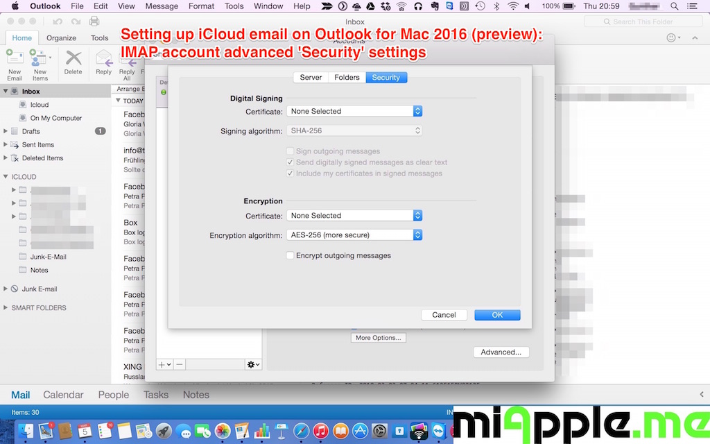 setting on mac for email